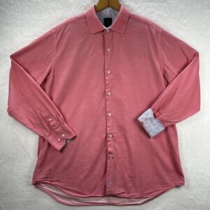 TailorByrd Button Down Shirt Men's Sz XL Flip Cuff Long Sleeve Pink Shirt